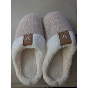 Parlovable Cozy Slippers Women size Small Dusty Rose Beige Cream Faux Fur‎ Lined